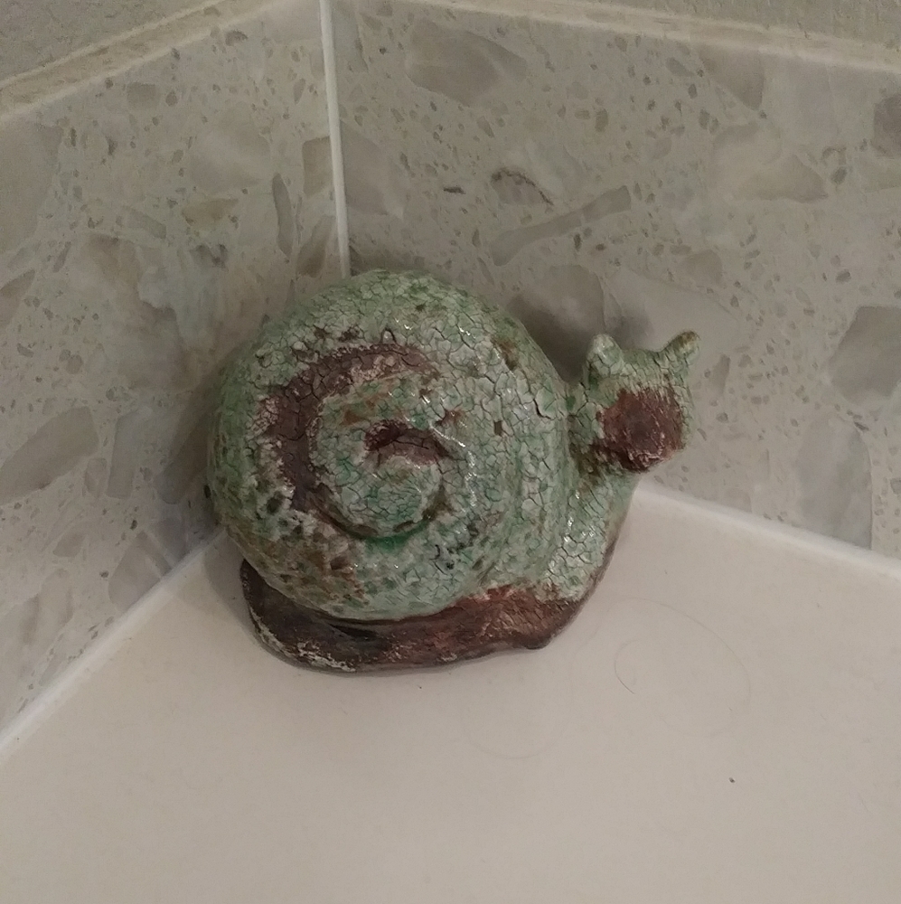 Home decor accent rustic ceramic snail